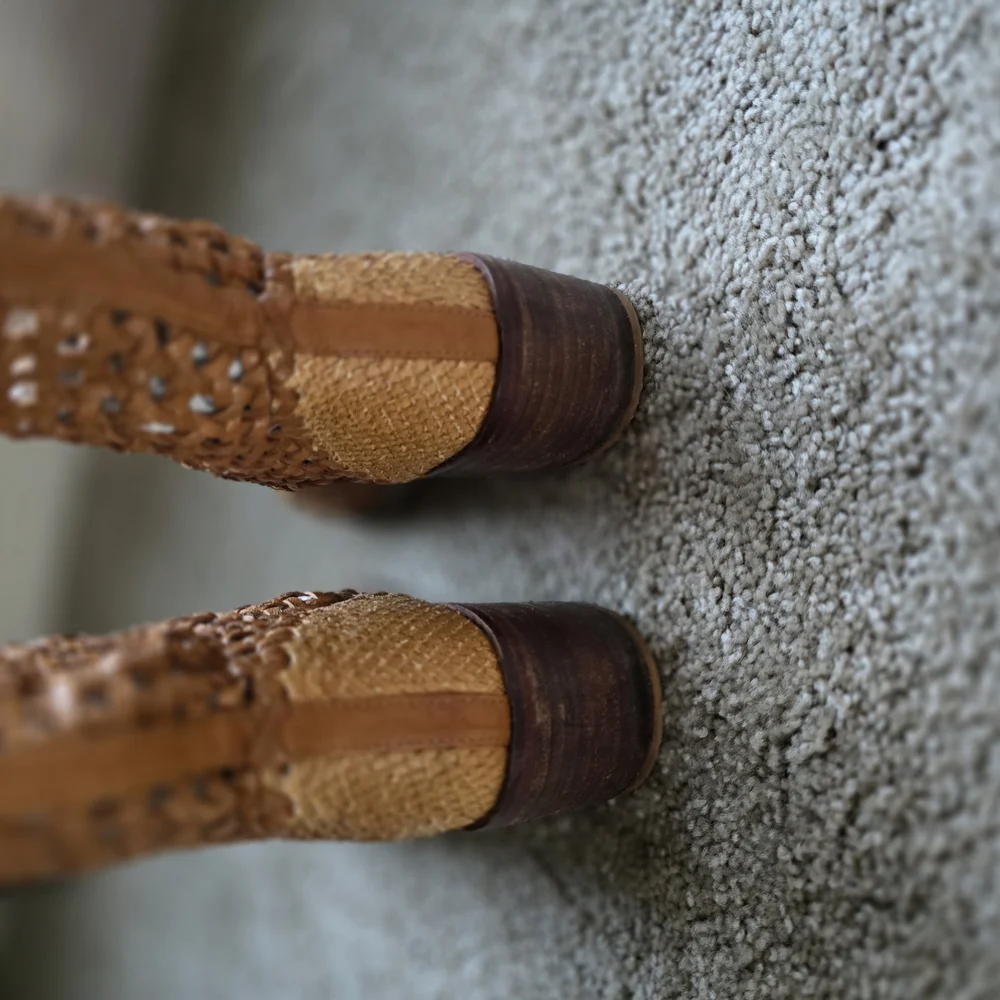 🚨 SOLD🚨 Free People Tan Ankle Booties with Perforated Design - Picture 6 of 14